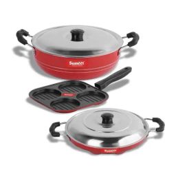 Sumeet Elegant Design Red Aluminium Cookware Set-12