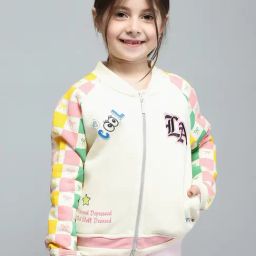 Monte Carlo Girls Beige & Pink Printed Band Neck Cotton Blend Sweatshirt-image-40