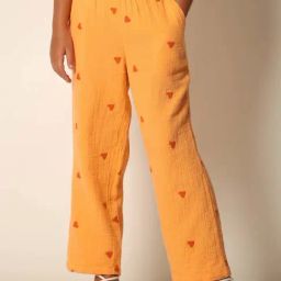 VERO MODA GIRL Orange Cotton Embroidered Pants-image-78