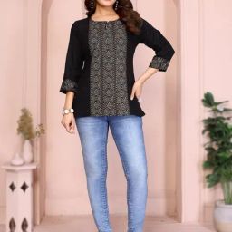 Rangita Black Geometric Kurti-image-94