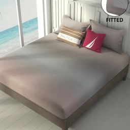 Nautica Ocean View Multicolor Cotton 160 TC King Fitted Bedsheet with 2 Pillow Covers-43