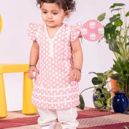 VASTRAMAY Girls Pink Cotton Printed Clothing Sets-image-99