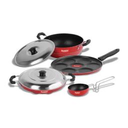 Sumeet Elegant Design Red Aluminium Cookware Set-picture-15