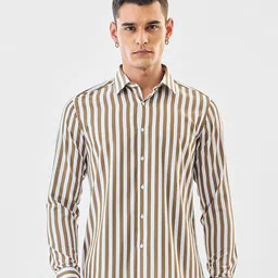 Snitch Men Vertical Striped Spread Collar Pure Cotton Formal Shirt-picture-17