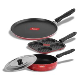 Sumeet Elegant Design Red Aluminium Cookware Set-19