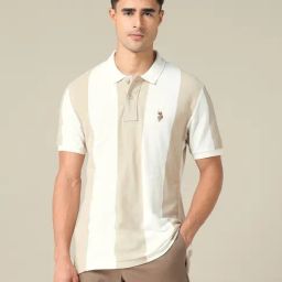 U.S. Polo Assn. Denim Co. White Cotton Slim Fit Striped Polo T-Shirt-picture-47