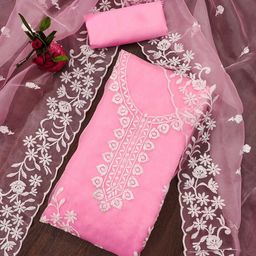 Ishin Embroidered Organza Unstitched Dress Material-image-85