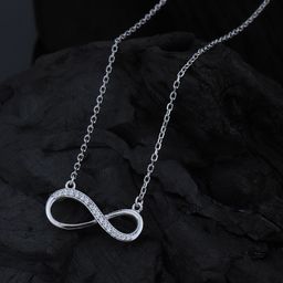 Carlton London Rhodium Plated with CZ Infinity Necklace-20