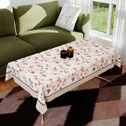 RUBOXA Cream-Coloured Anti-Skid Cotton 4-Seater Table Cover with Textured details-image-67