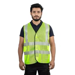 Mallcom 120 GSM Mesh Polyester High Visibility Reflective Safety Jacket Size Green S, Proclo 61-image-62
