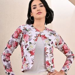 FLYING FEST Women Printed Crop Button Shrug-image-72
