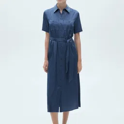 MANGO Satin-Finish Shirt Midi Dress-image-15