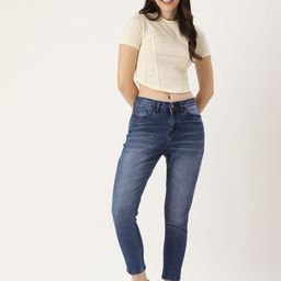 Mast & Harbour Women Blue Heavy Fade Stretchable Jeans-image-20