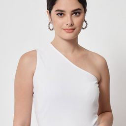 Orchid Blues White One Shoulder Crop Top-image-15