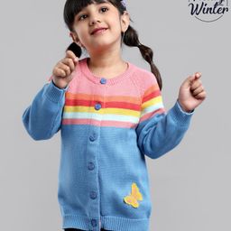 Babyoye Full Sleeves Cotton Blend Sweater Butterfly Patch - Blue-image-50
