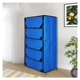 Fabura 5 Shelf Shoe Cum Utility Rack with Separate Flaps Covers - Black Blue-20
