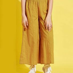 Cherry & Jerry Seamless Polka Dot Flared Trousers - Mustard Yellow-image-63