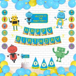 Untumble Robot Theme Birthday Decoration Party Hats Kit - Multicolor Pack of 58-image-2