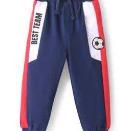 Babyhug Cotton Looper Knit Full Length Lounge  Pant Text Print -  Navy Blue-picture-36