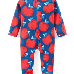 Babyhug Cotton Knit Full Sleeves Sleep Suit With Apples Print - Navy & Red-image-55