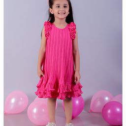Lil' Drama Sleeveless Pleated & Frill Detailed Dress - Pink-image-51
