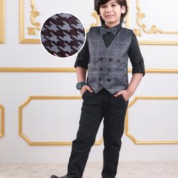 Mark & Mia Cotton Woven Full Sleeves Printed 3 Piece Party Suit With Bow - Black-image-64
