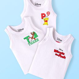 Babyhug Single Jersey Knit Sleeveless Vests with Winnie the Pooh Graphics Pack of 3 - White-image-25