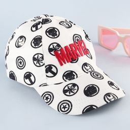 Pine Kids Marvel 100% Cotton Summer Cap With Avengers Print White - Diameter 53 cm-22