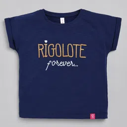 giniekids Cotton Half Sleeve Rigolote Forever Top - Navy-picture-9