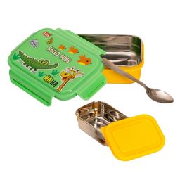 Adore Stainless Steel Lunch box with inner box and steel spoon- Yellow-picture-10