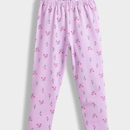 Orange Sugar Cotton Lycra Knit Tulips Printed Stretchable Leggings - Lavender-picture-2