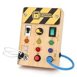 Happy Hues Wooden Busy Board for Toddlers with LED-Switch Light-Sensory Play, Educational & Learning Toys for Kids -Travel Toys for Baby Toddlers-18-36 Months-28