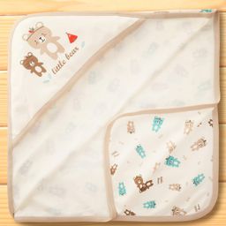 Pink Rabbit Interlock Knit Hooded Wrapper With Animal Print L 80.5 x B 80.5 cm - Brown-picture-13