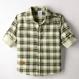 Simply Premium Cotton Knit Full Sleeves Checks Shirt - Olive Green-picture-19