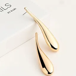 Kazo Gold-Plated Contemporary Teardrop Shaped Drop Earrings-48