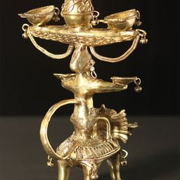 Exotic India Textured Elephant Pooja Diya-image-53
