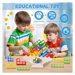 YAMAMA Tetra Tower Game, Self-Locking ABS Building Blocks, Balance Board Learning Tower, Stacking Game for Kids And Adults 32 pcs - Multicolor image 3