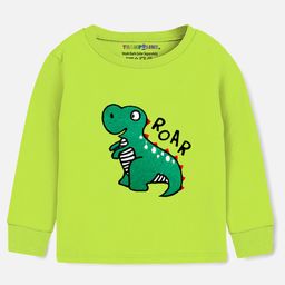 Trampoline Terry Loop Full Sleeves Dinosaur Printed Tee With Joggers Set - Green image 4