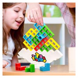 YAMAMA Tetra Tower Game, Self-Locking ABS Building Blocks, Balance Board Learning Tower, Stacking Game for Kids And Adults 32 pcs - Multicolor image 4
