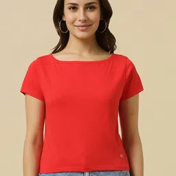 Allen Solly Woman Boat Neck Cotton Top-image-89