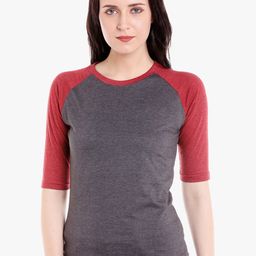 Campus Sutra Women Maroon & Charcoal Grey Colourblocked Pure Cotton Top-image-55
