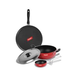 Sumeet Elegant Design Red Aluminium Cookware Set-picture-23
