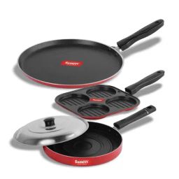 Sumeet Elegant Design Red Aluminium Cookware Set-picture-17