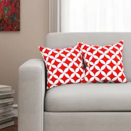 SEJ by Nisha Gupta Red & White Cushion Covers - Set of 2-image-43