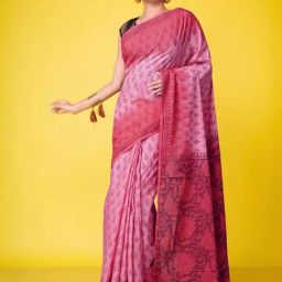 Unnati Silks Pink Cotton Printed Saree With Unstitched Blouse-image-84