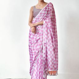 KALINI Geometric Printed Chinon Saree-image-77