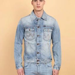 Wrangler Medium Blue Regular Fit Denim Jacket-image-47