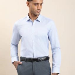 Turtle Light Blue Giza Cotton Slim Fit Checkered Formal Shirt-picture-38