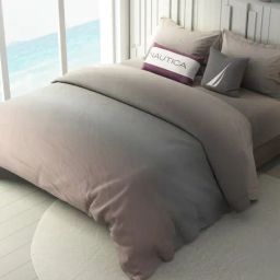 Nautica Ocean View Multicolor Cotton 160 TC Double Flat Bedsheet & Comforter with 2 Pillow Covers-33