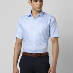Van Heusen Blue Cotton Regular Fit Self Pattern Shirt-image-61